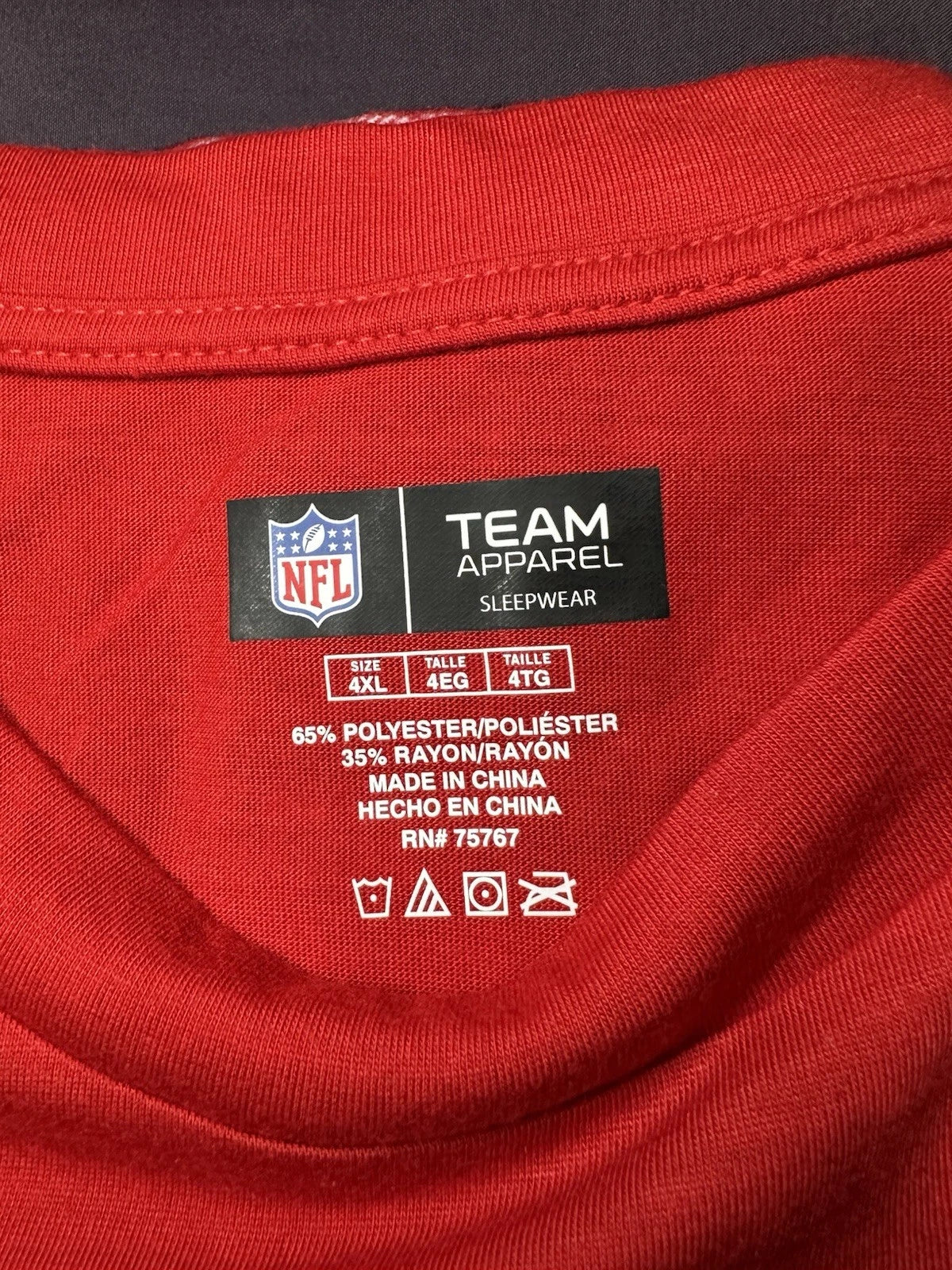 Official San Francisco 49ers NFL Team Apparel Sleepwear 2-piece Pajama Set 4XL
