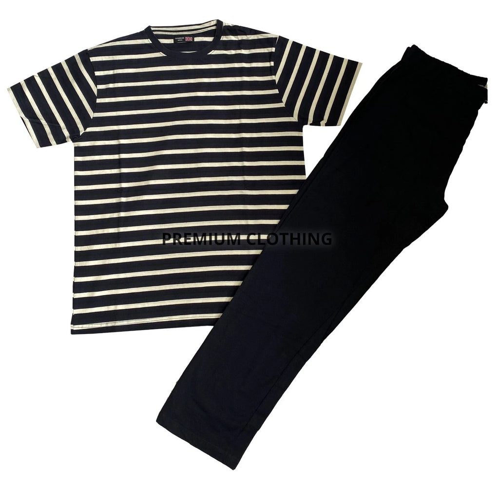 Mens Short Sleeve Pyjamas Set Nighties Cotton Pockets Loungewear Nightwear