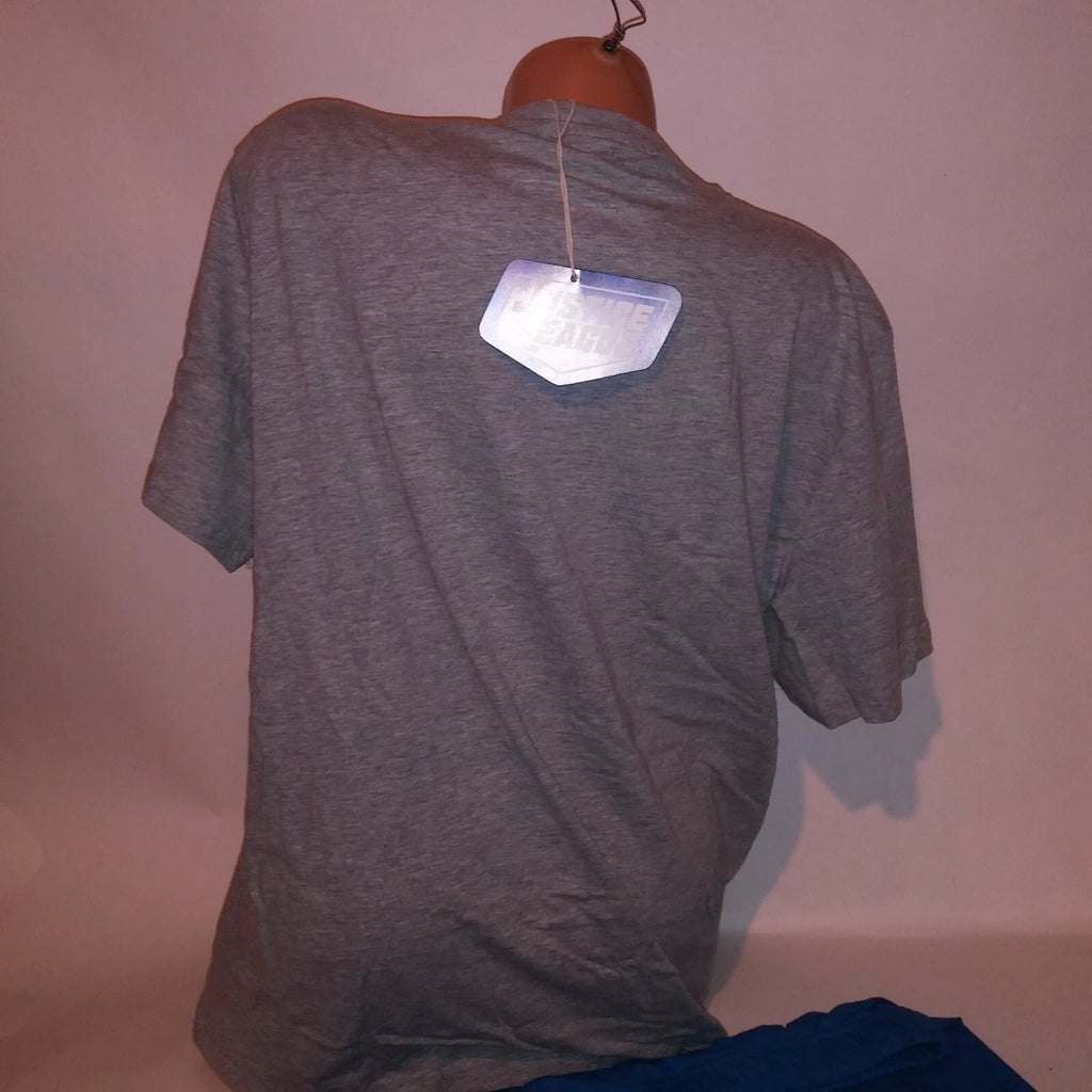Justice League Pajama Set Top & Bottom Mens Blue Gray Graphic Tee Short Sleeve