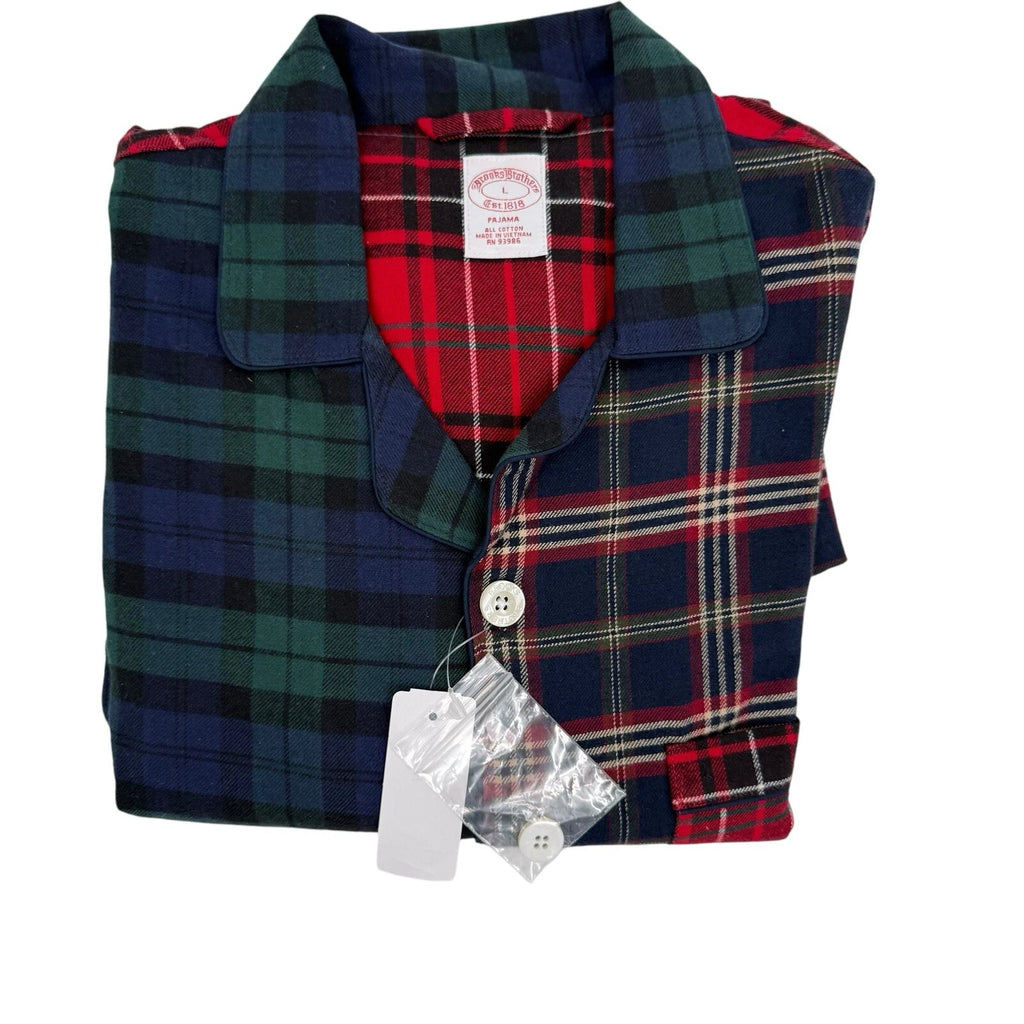 Brooks Brothers Men’s Size Large Pajama Set Mixed Plaid Lightweight Flannel NWT