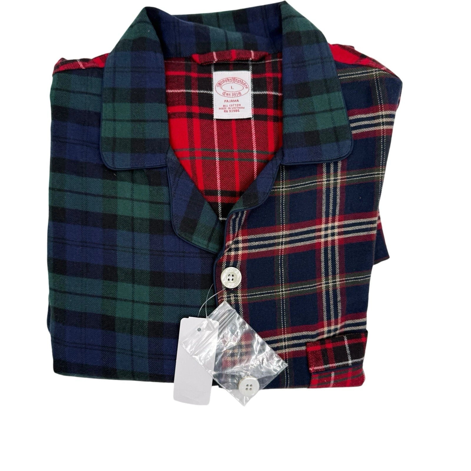 Brooks Brothers Men’s Size Large Pajama Set Mixed Plaid Lightweight Flannel NWT
