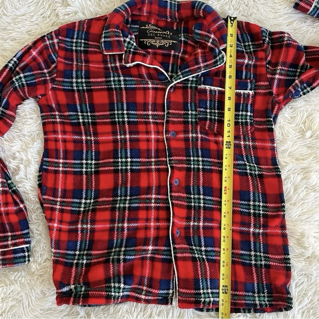 Alexander Del Rossa Pajamas Medium Men's  Plaid Red Unisex Fleece 2-piece