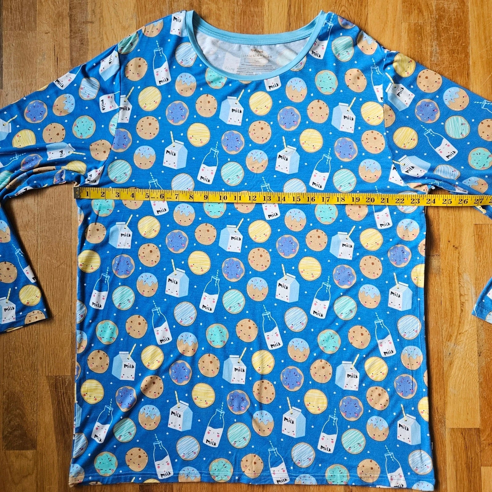 Little Sleepies Pajama Set Men's XXL Blue Cookie Milk Bamboo Comfort PJs Lounge