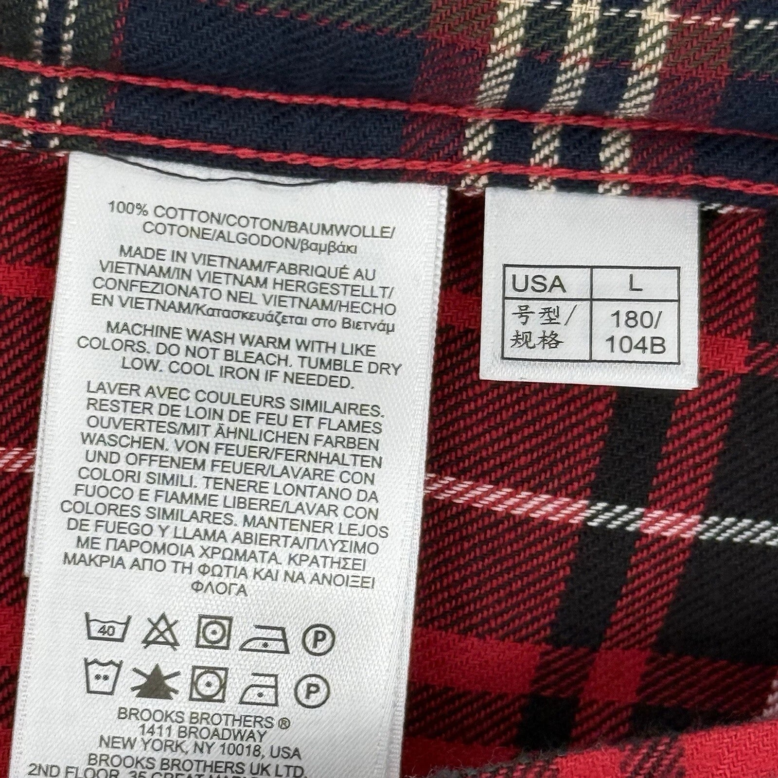 Brooks Brothers Men’s Size Large Pajama Set Mixed Plaid Lightweight Flannel NWT