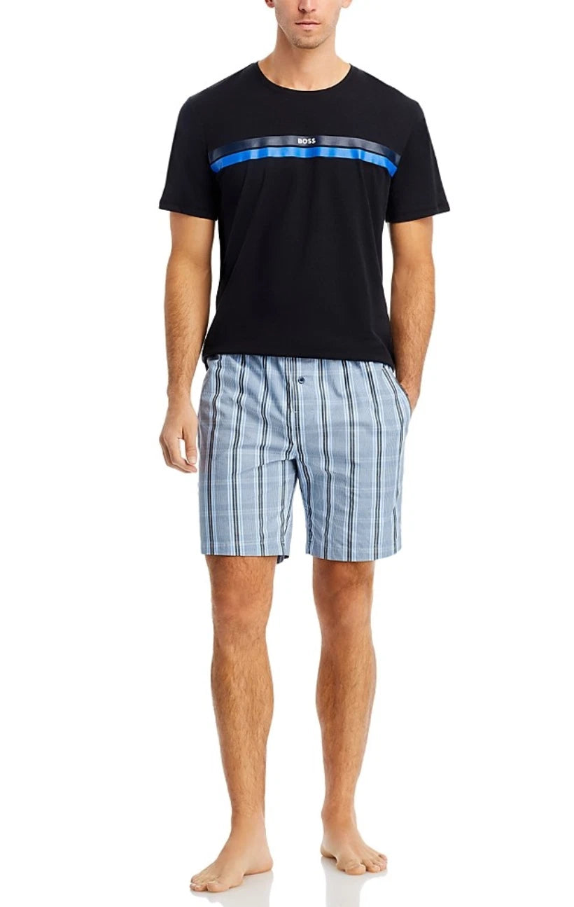Boss Men Urban 2-Pc Pajama Shorts Set Black/Blue Size S