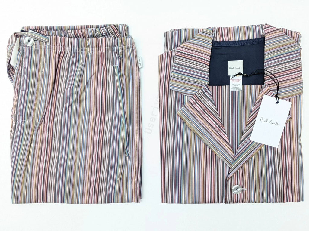 Paul Smith Pyjama Set - BNWT Signature Stripe Short Sleeve Top & Long Bottoms