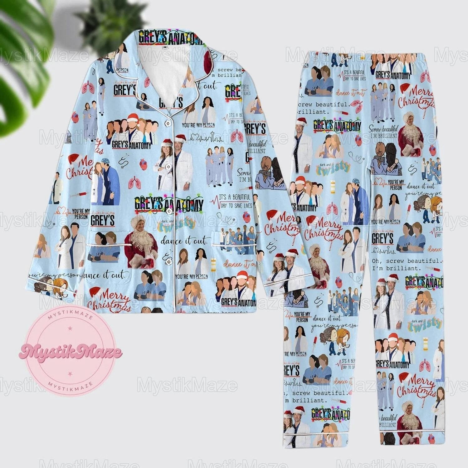 Grey Anatomy Pajamas Set, Grey Anatomy Womens Pajamas, Grey Anatomy Matching