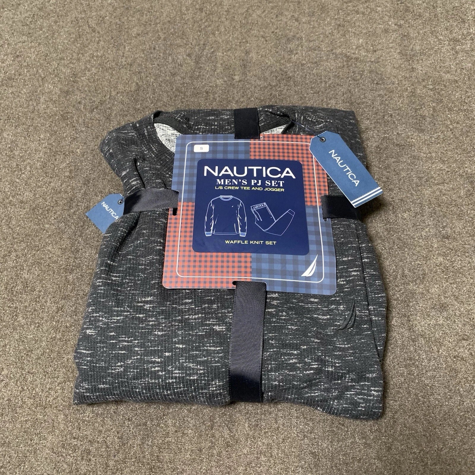 Nautica Men's Pajama Set Sleep T-Shirt Pants Lounge Set Charcoal Heather S