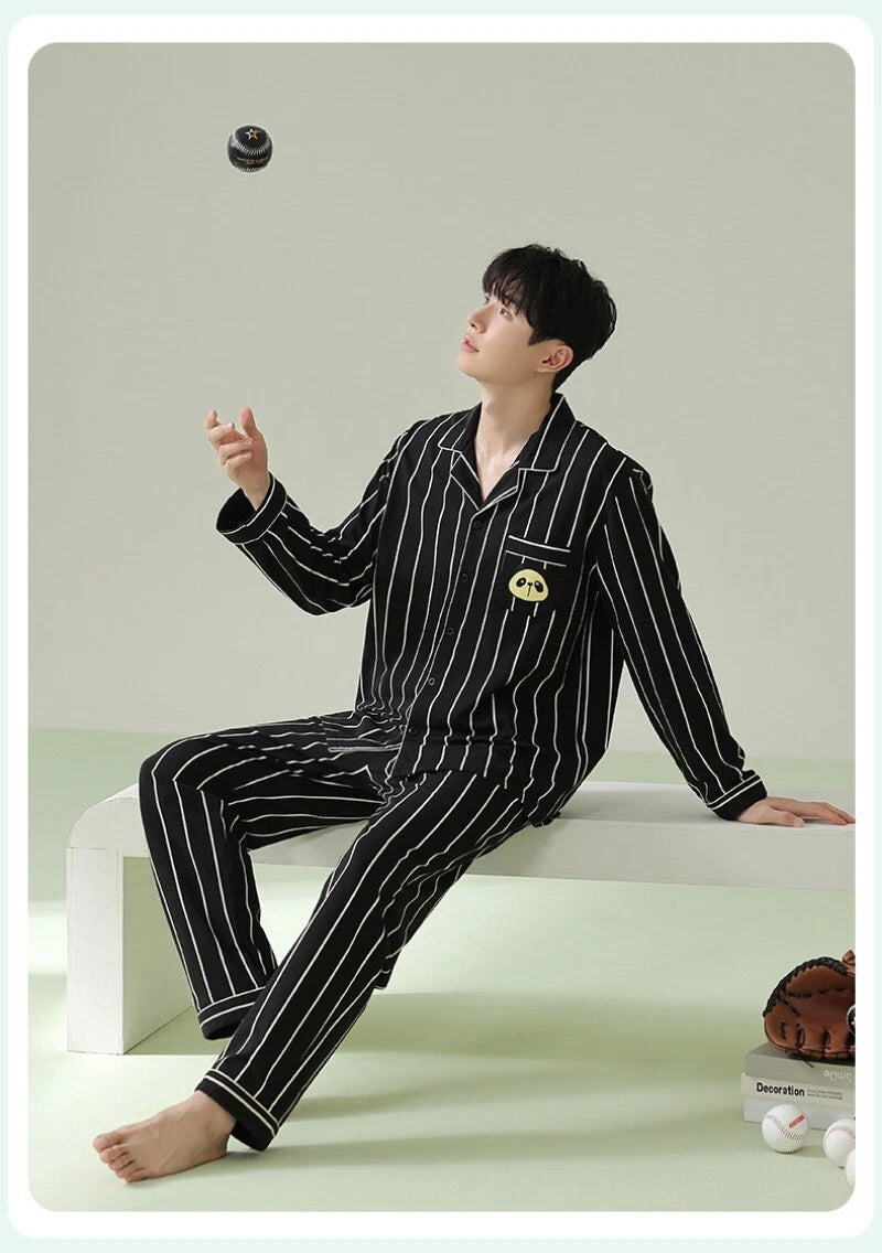Fashion New Men's Striped Sleepwear Antibacterial Comfortable Fashion Pajama Set