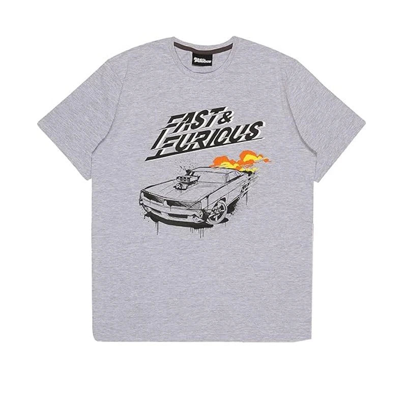Fast and Furious Text Logo Long Pyjamas Set Adults Large Grey Charcoal Mens