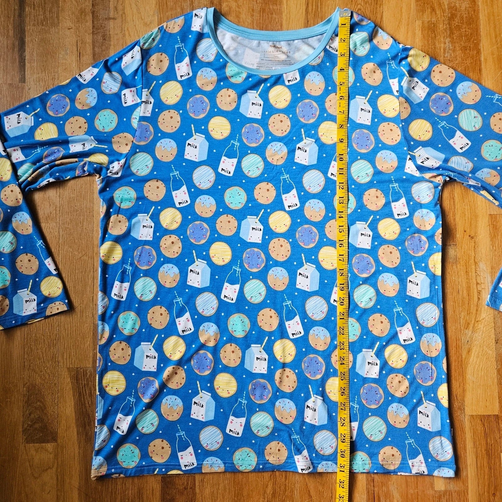 Little Sleepies Pajama Set Men's XXL Blue Cookie Milk Bamboo Comfort PJs Lounge