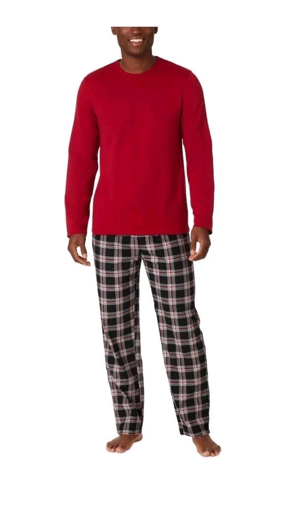 New Men's Cuddl Duds Cozy Relaxed Fit Lodge Pajama Set Red / plaid L