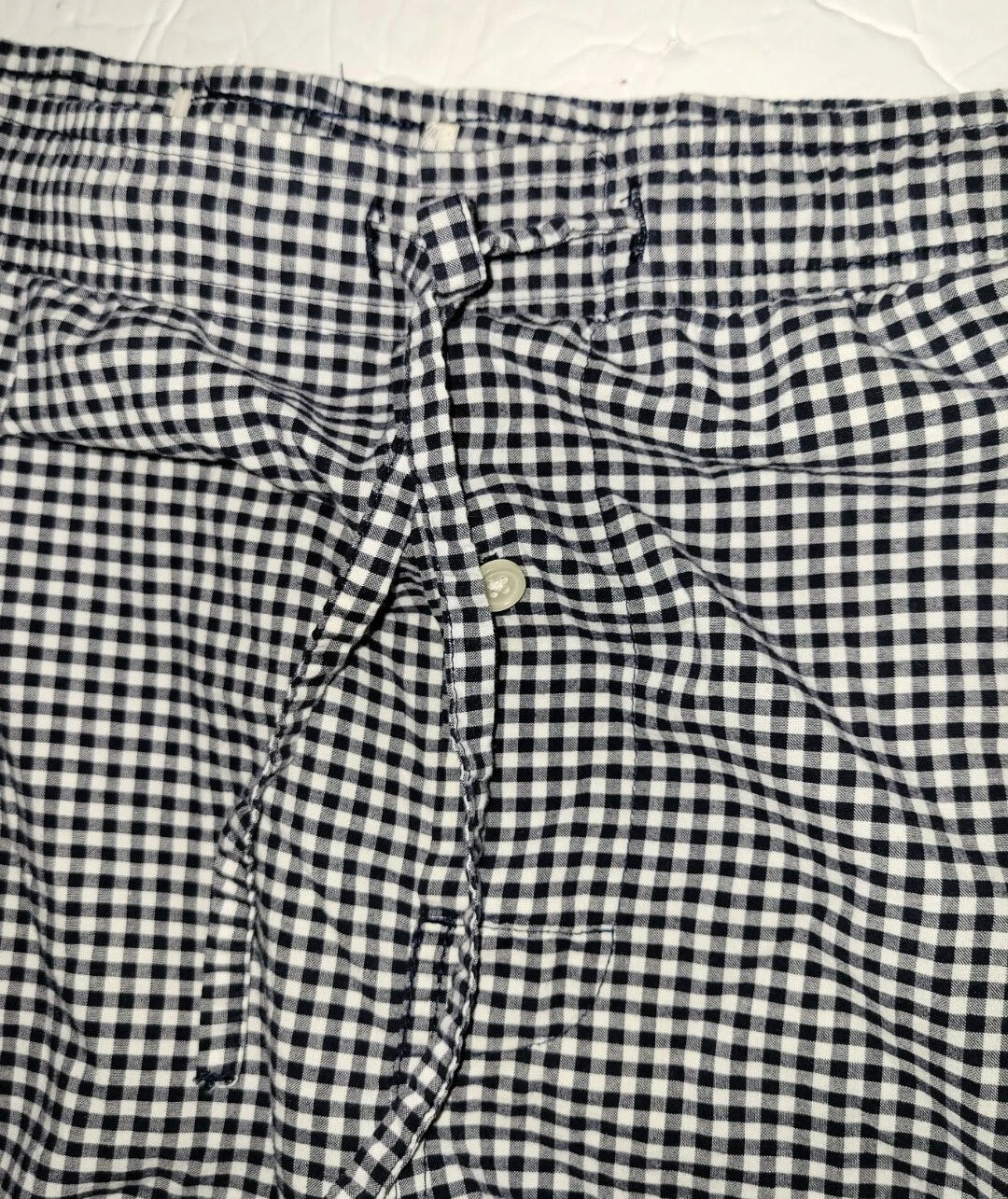 BLACK WHITE Cotton Gingham Check 2 Piece Button Drawstring Pajama Set 2XL XXL