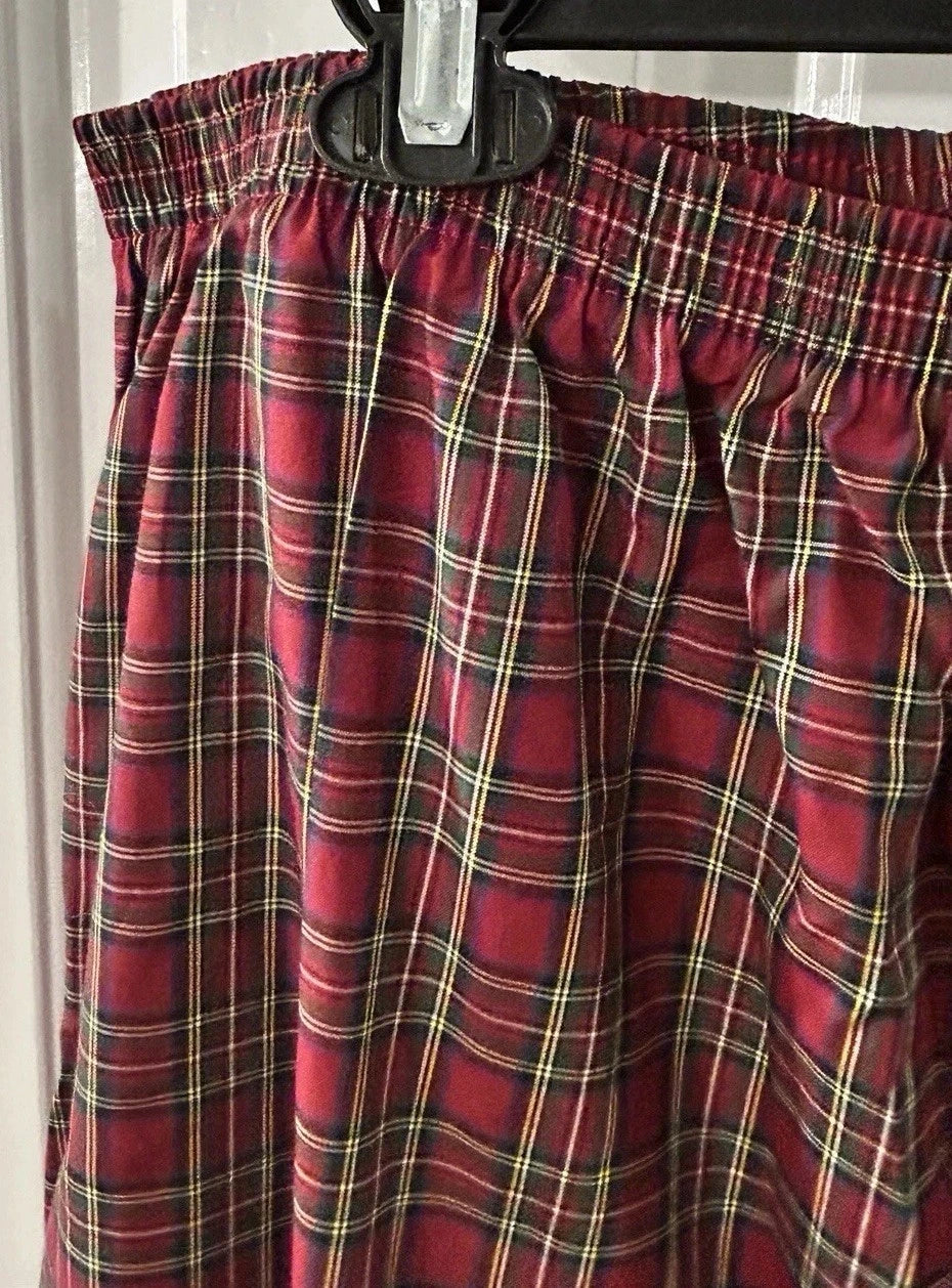 Hanes Men's Size XL Woven Cotton Blend Red Plaid Pajama Set NEW