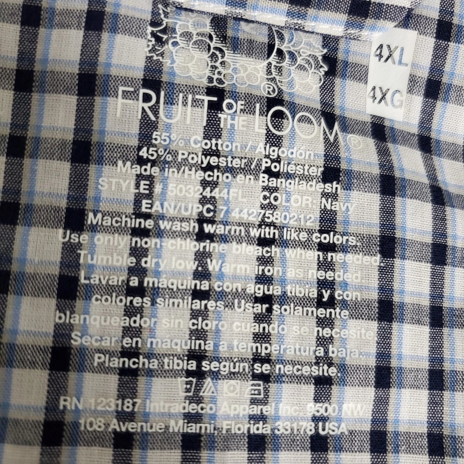 Fruit of the Loom Pajama Lounge Set Men Size 4XL Navy Plaid Check Drawstring NEW