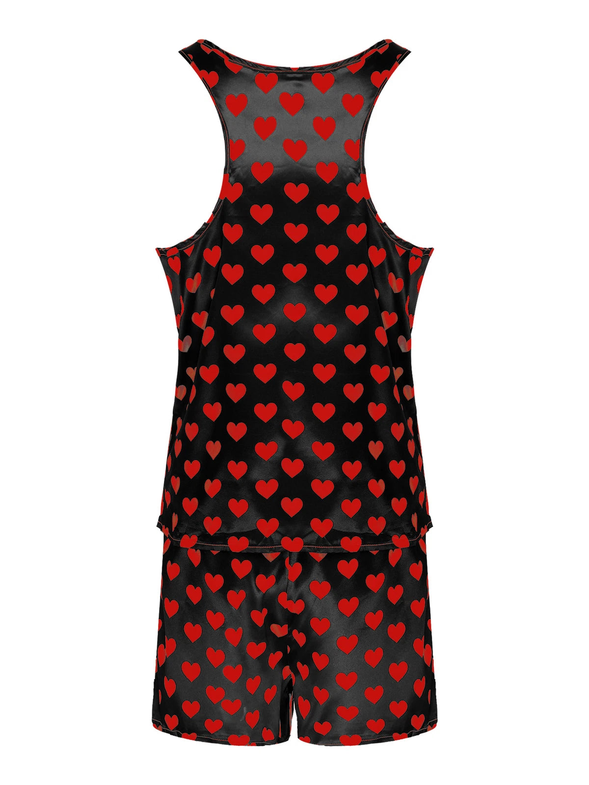 Mens Satin Pajamas Set Sleeveless Tank Top with Shorts Sleepwear Nightwear