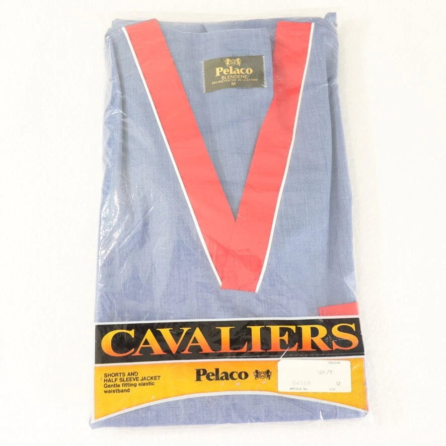 NEW Pelaco Mens Vintage Pyjamas Size M Shorts Short Sleeve V Neck Blue