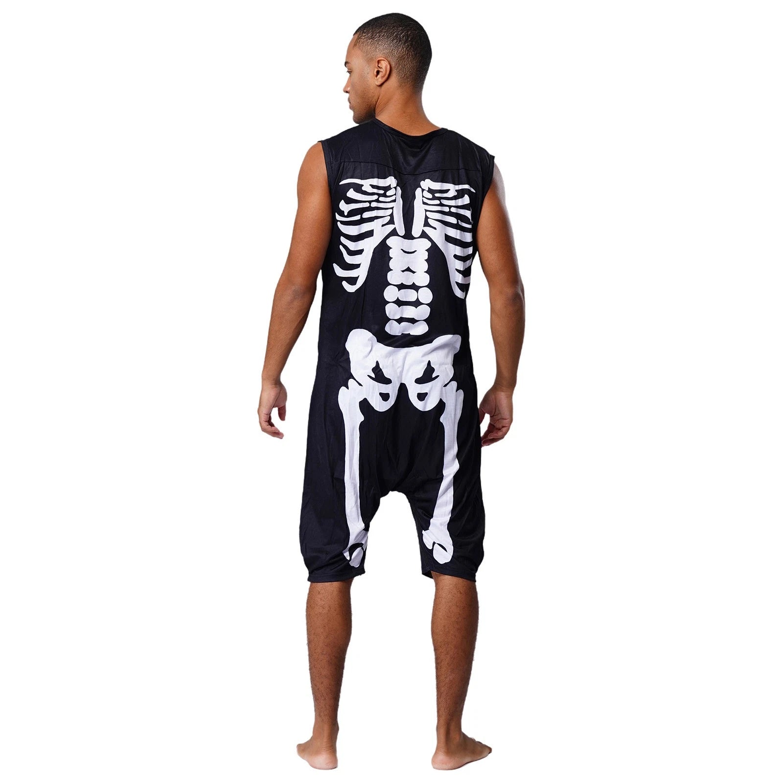 Men's Loose Romper Pajamas Jumpsuit Sleepwear Zipper Crotch One Piece Bodysuit