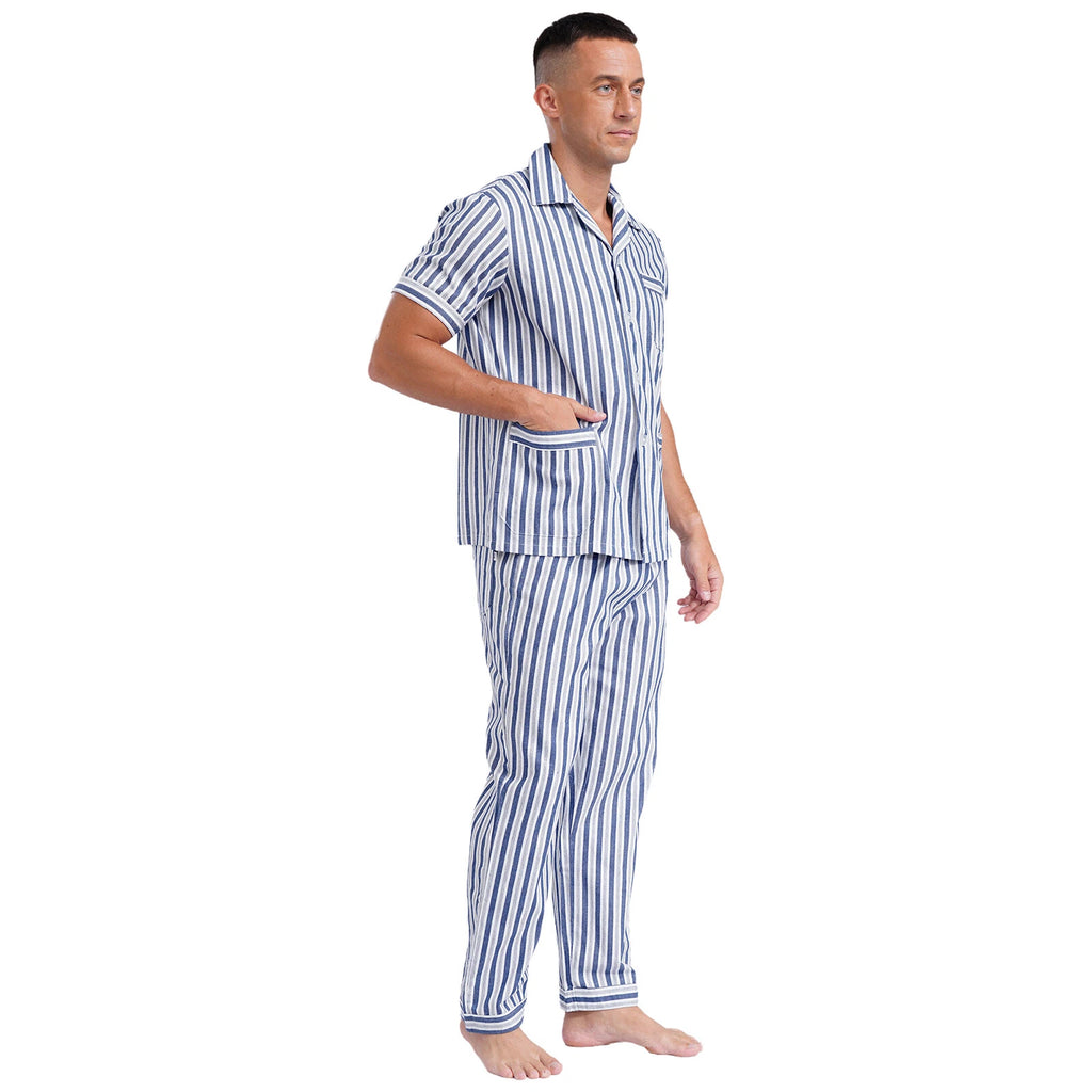 Mens Homewear Sleep Pajama Set Outfit Sleepwear Pockets Nightgown With Pants
