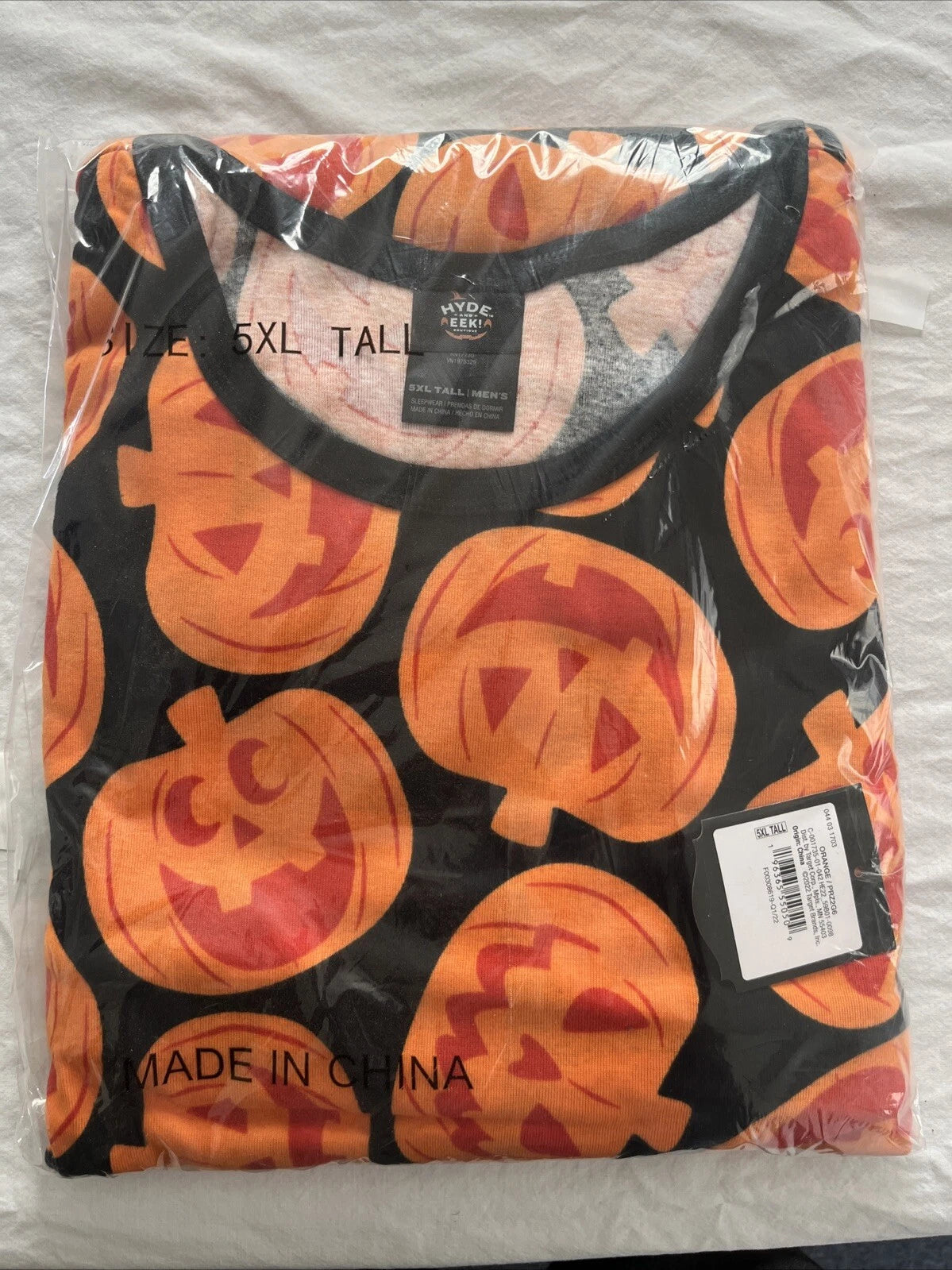 Hyde and EEK Men's Pajama Set Plus Size 5XL TALL Pumpkins Orange Black Halloween