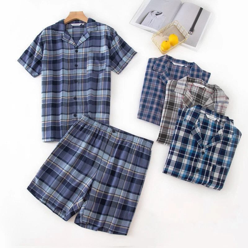 Mens Short Pyjama Set Cotton Pyjamas T Shirt Shorts Loungewear Sets Nightwear