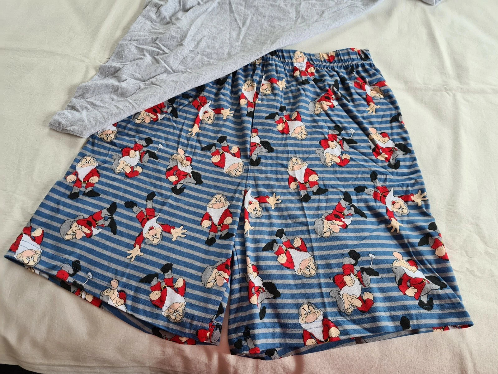 Disney Mens Current Mood Grumpy Grey Blue Printed 2 Piece Pyjama Set Size S New