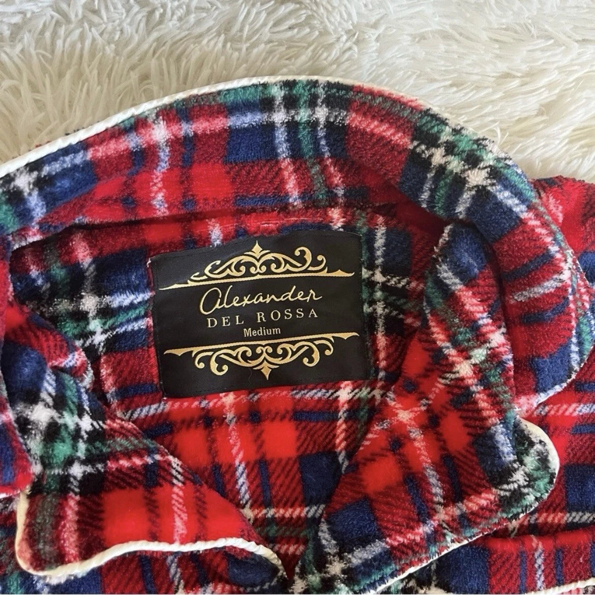 Alexander Del Rossa Pajamas Medium Men's  Plaid Red Unisex Fleece 2-piece