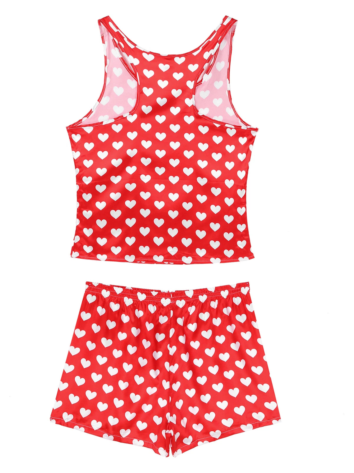 Mens Satin Pajamas Set Sleeveless Tank Top with Shorts Sleepwear Nightwear