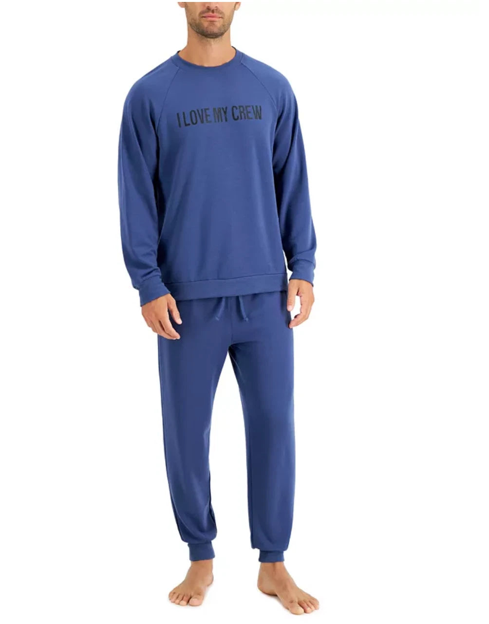 FAMILY PAJAMAS Men's Crew Love Family Pajama Set sz S Small Blue PJs
