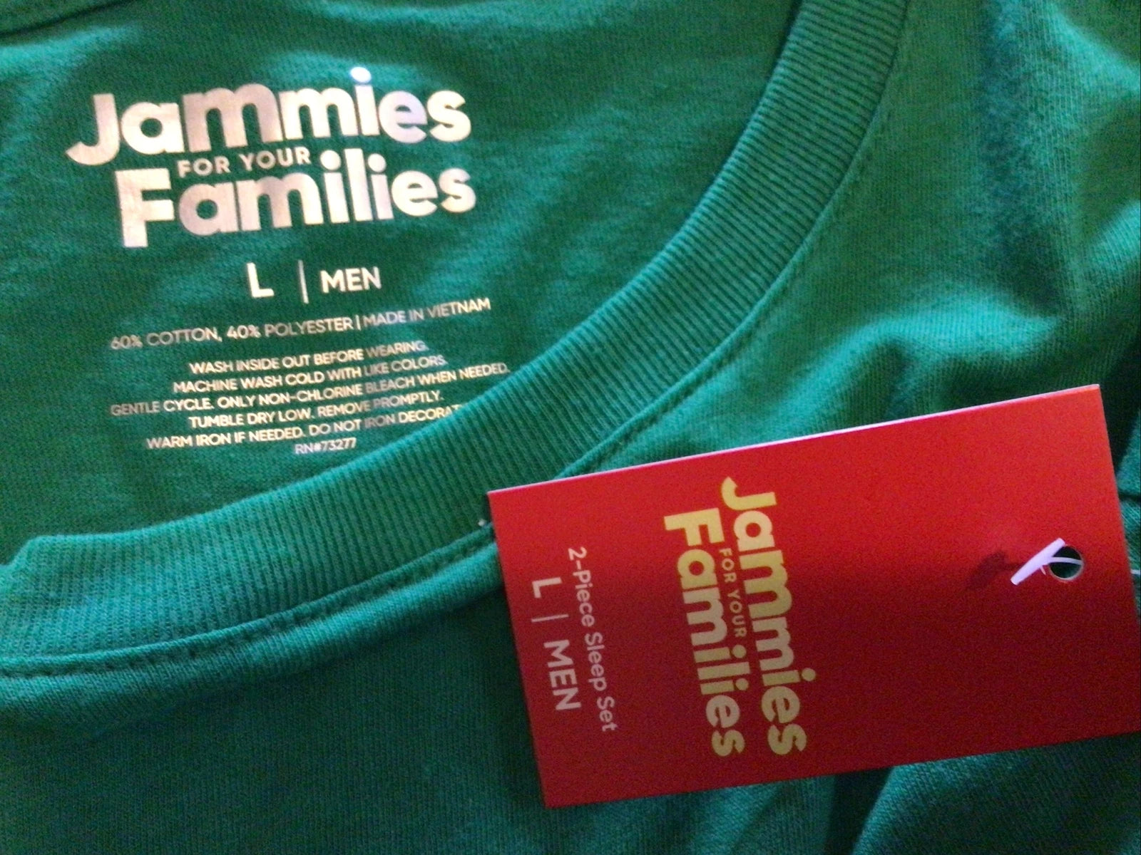 Jammies Families Mens Size L Pajama Set Red Green Plaid Flannel Pants Knit Top