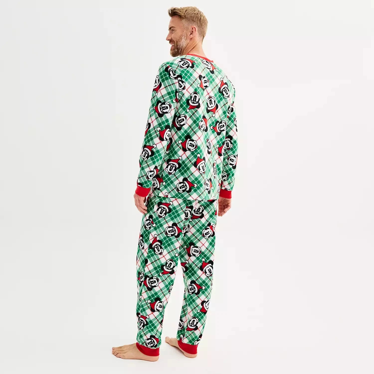 DISNEY MICKEY MOUSE FLEECE CHRISTMAS PAJAMA SET Men's Size Large NEW WITH TAGS!!