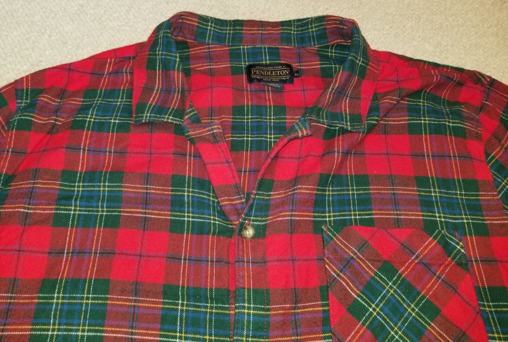 Mens Pajama Set-PENDLETON-red/green Scotch plaid 100% cotton flannel-XL