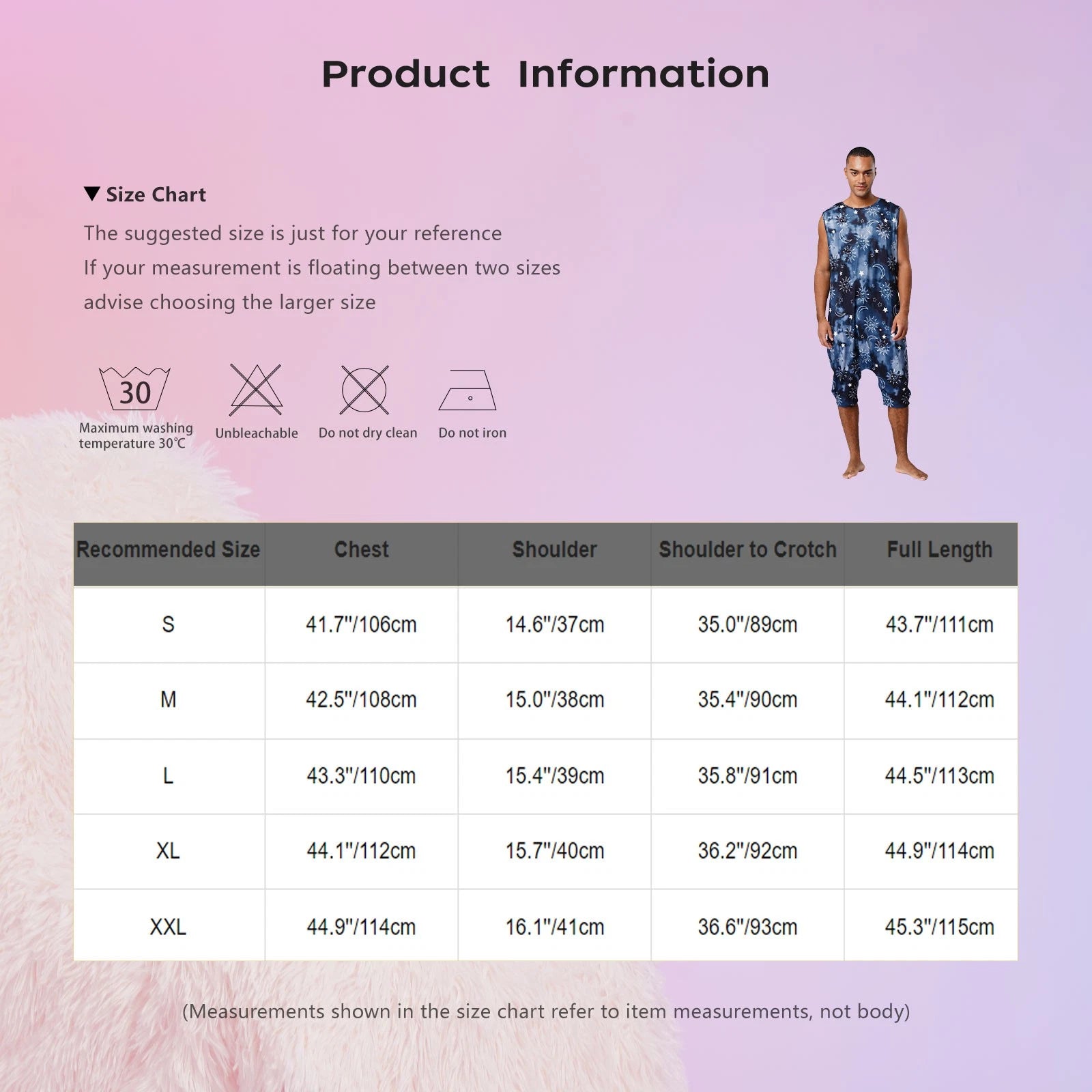 Men's Loose Romper Pajamas Jumpsuit Sleepwear Zipper Crotch One Piece Bodysuit