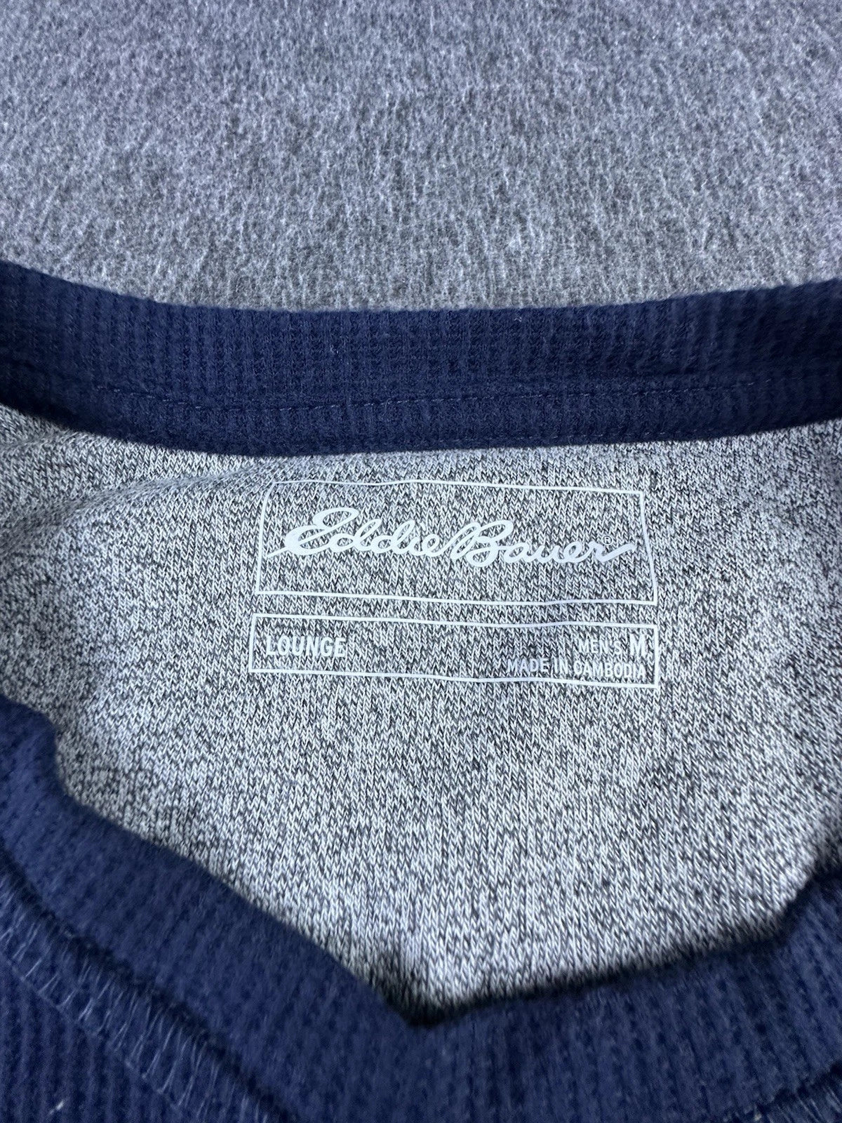 Eddie Bauer Pajama Set Mens Medium 2 Piece Blue Gray Long Sleeve Pants Lounge
