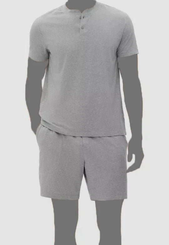 Gap Men's Gray Solid 2-Piece Pajama Set Sleepwear Size-Medium