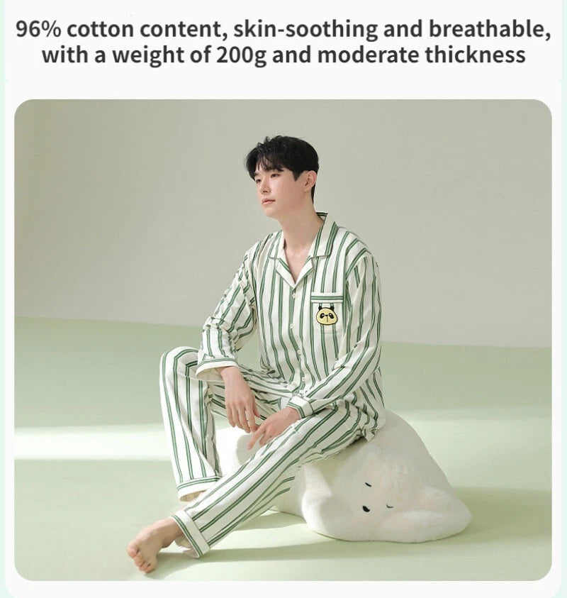 Fashion New Men's Striped Sleepwear Antibacterial Comfortable Fashion Pajama Set