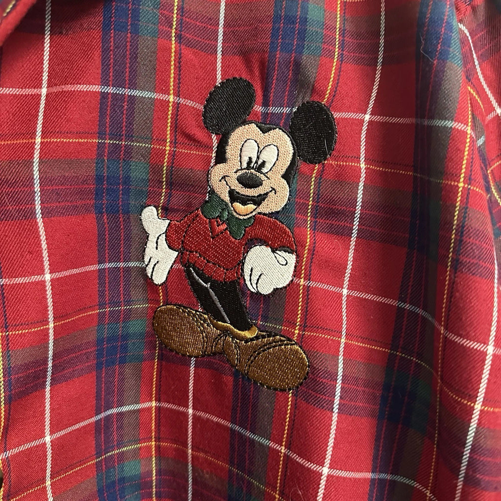 Disney Store Mickey Mouse Pajama Set Men’s Large Plaid Light Flannel Christmas