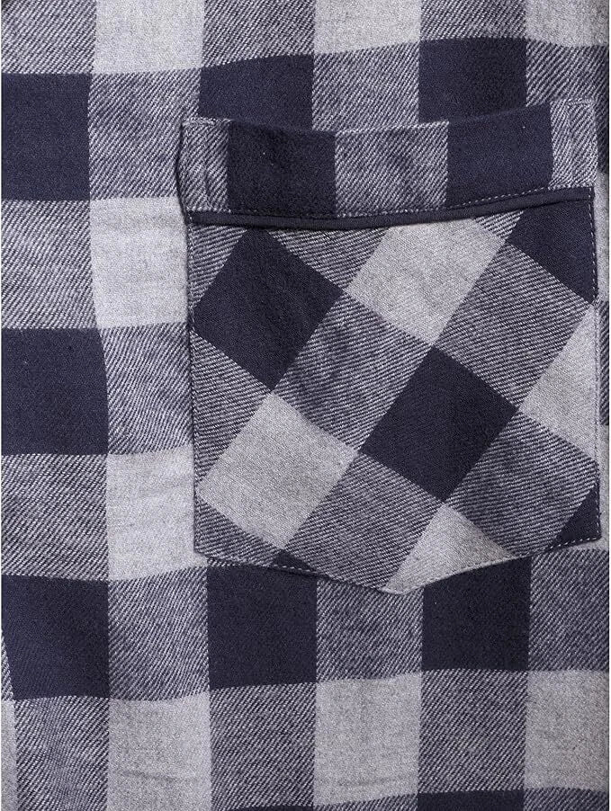 Hanes Men's 2-Piece 100% Cotton Flannel Pajama Set - Navy Buffalo Plaid