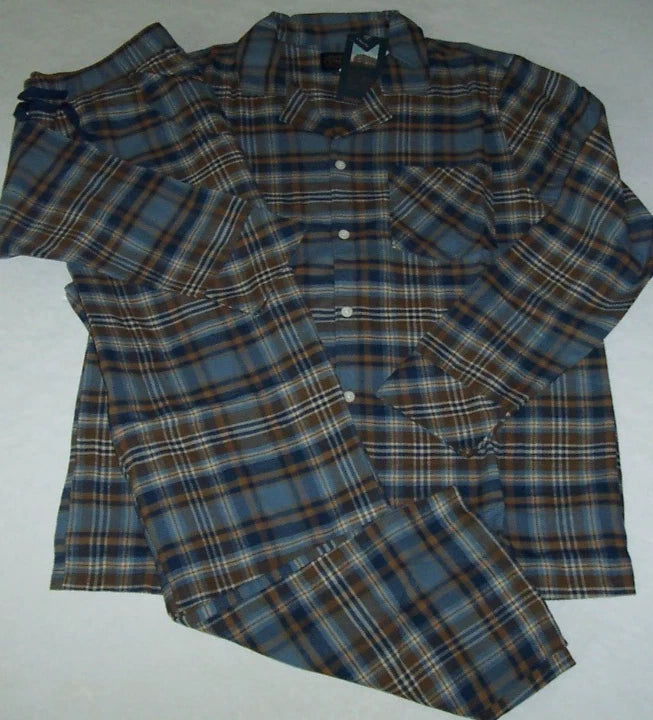 NWT Pendleton BLUE/NAVY/BROWN PLAID 100% SOFT Cotton FLANNEL Pajama Set Men's M