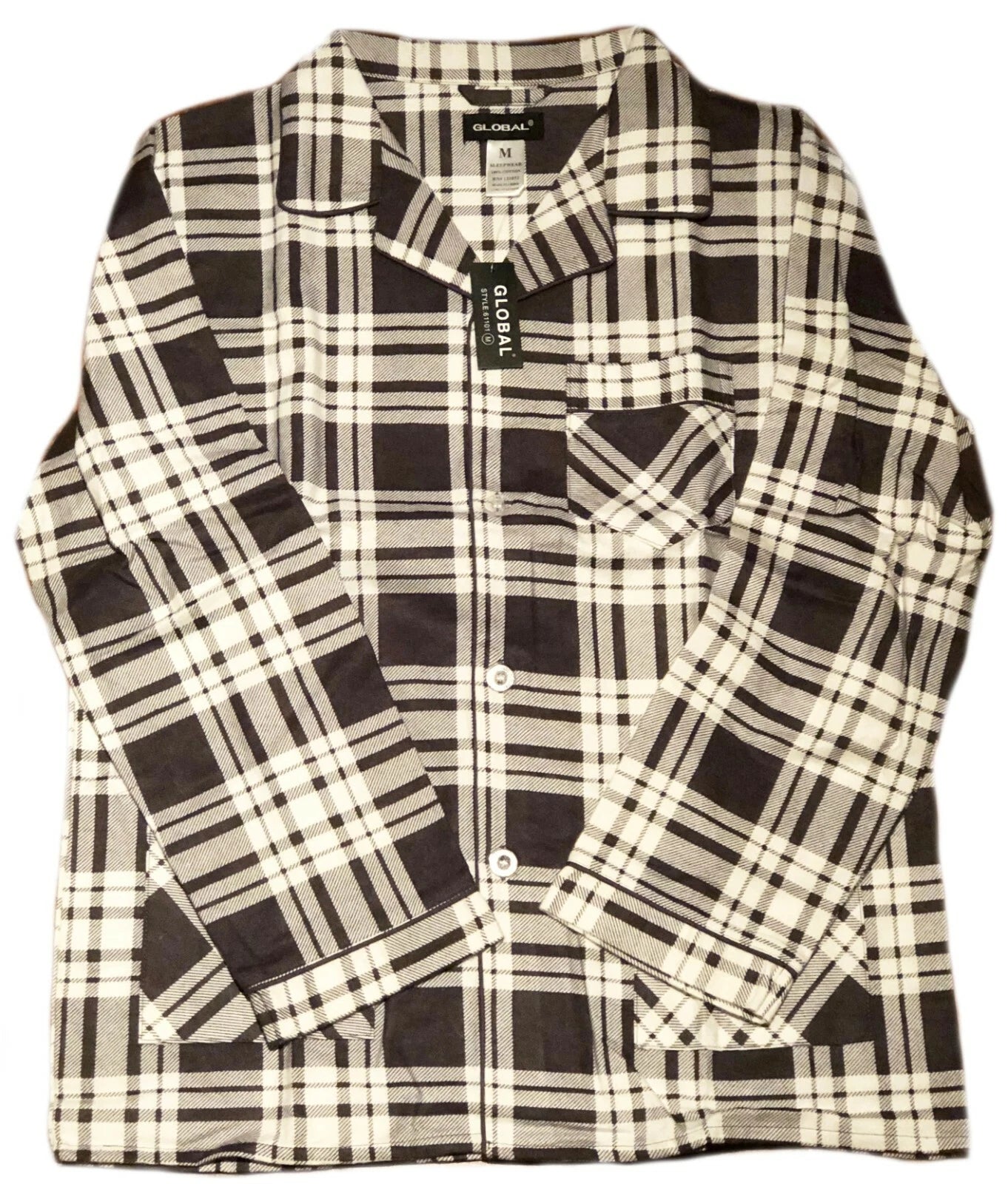 Men's Long Sleeve Pajama Lounge Set Comfortable PJ's Soft Fleece Plaid Sleepwear