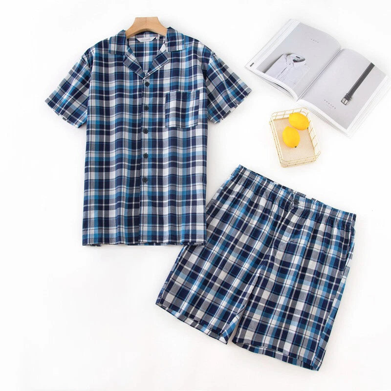 Mens Short Pyjama Set Cotton Pyjamas T Shirt Shorts Loungewear Sets Nightwear