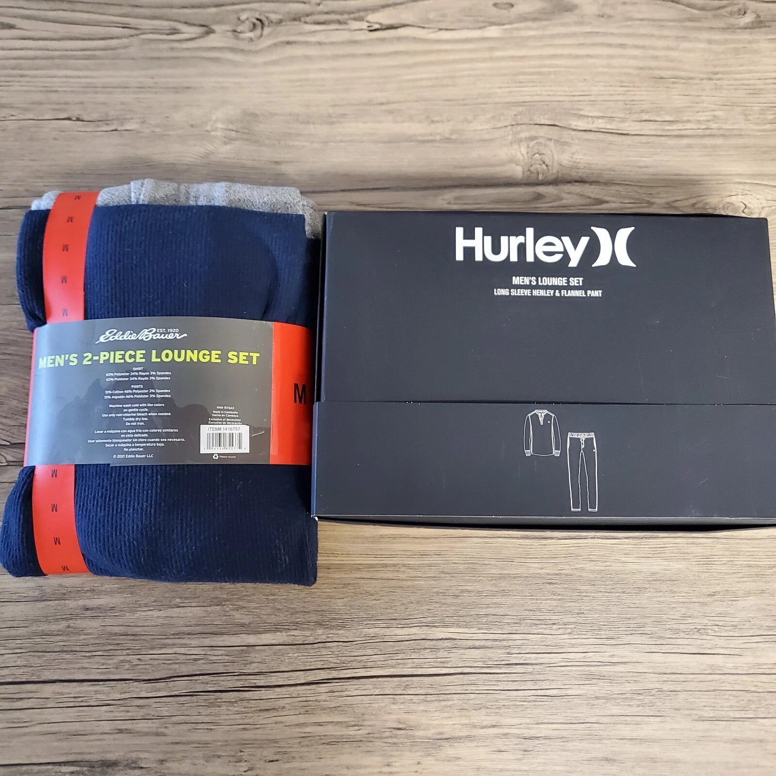 2-Sets. Men's Eddie Bauer and Hurley Med Thermal Lounge Pajama Sets. Long Sleeve