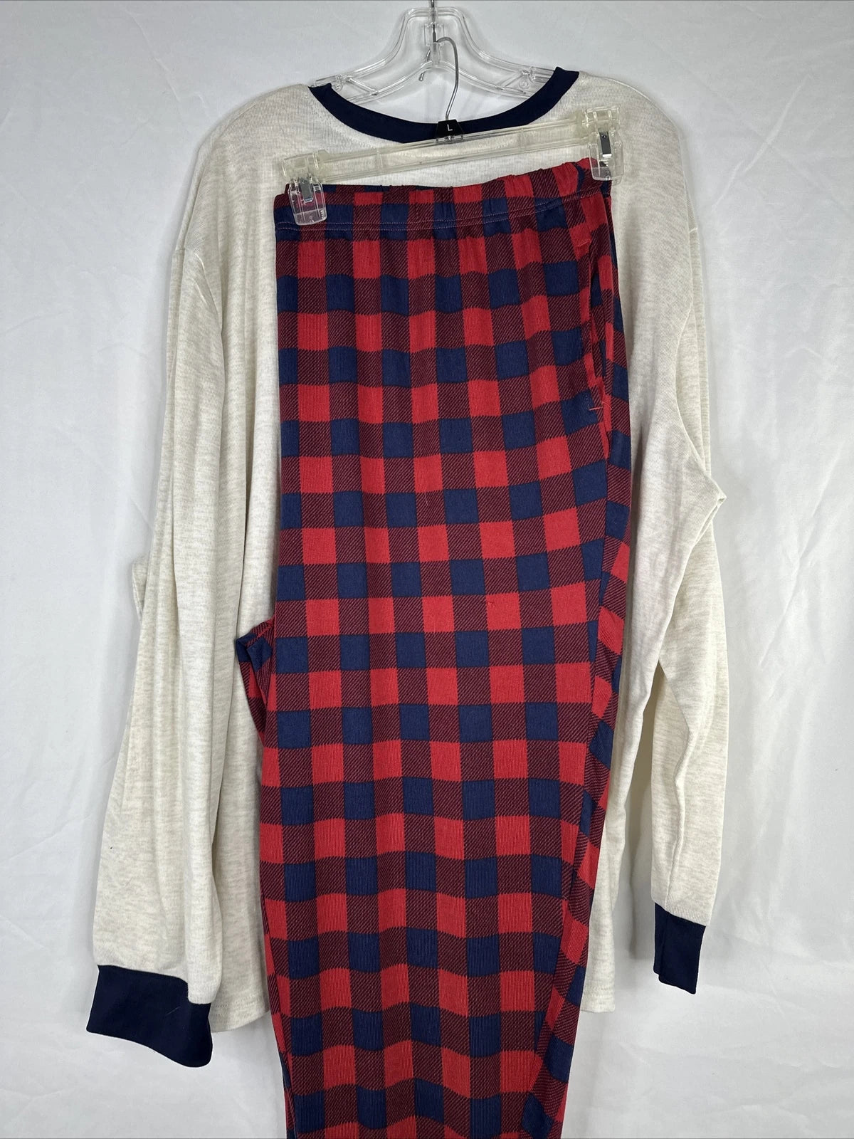 Dearfoams Pajama Set Mens Size 3XL Ivory Red Plaid PAPA BEAR