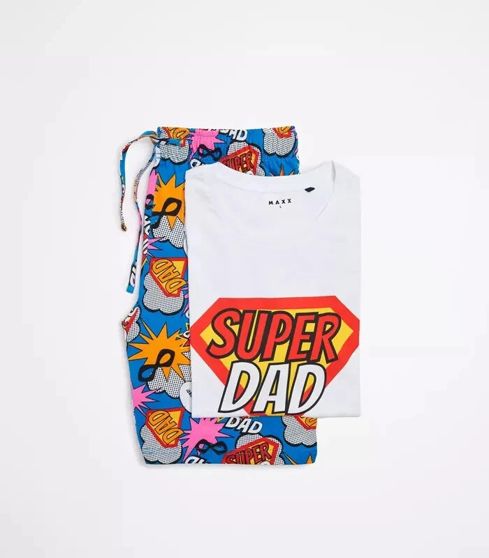 MENS size L SUPER DAD pyjamas pjs large  COTTON pockets MAXX NEW A2447