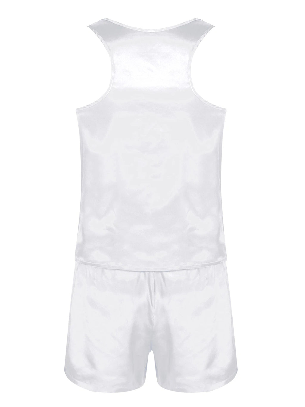 Mens Satin Pajamas Set Lounge Shorts Tank Top Silk Shirt Sleepwear Nightwear