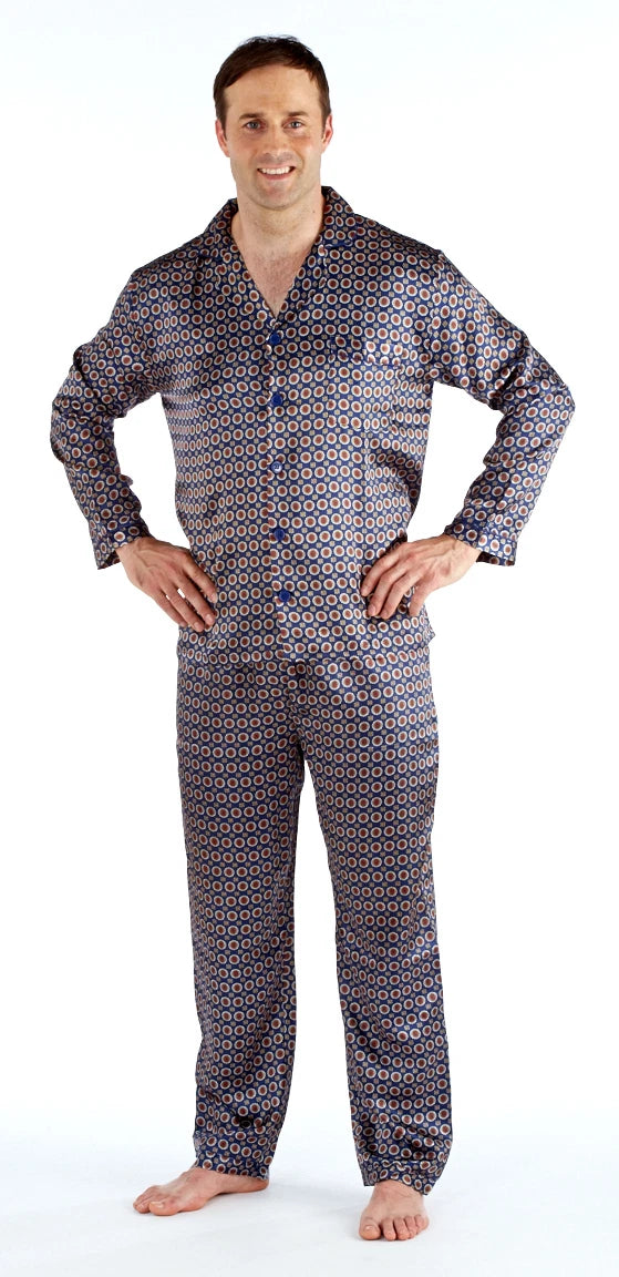 Men's Luxury Silky Satin Printed Pyjama Sets  Kimono Gown Size M up to 2XL Gift