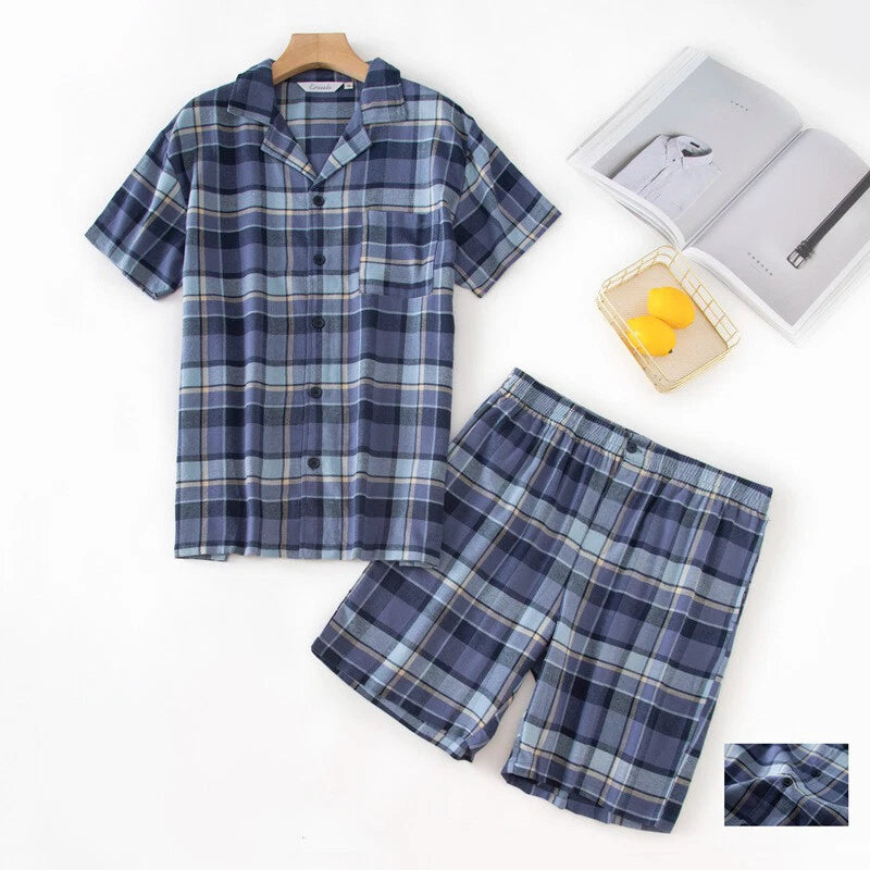 Mens Short Pyjama Set Cotton Pyjamas T Shirt Shorts Loungewear Sets Nightwear