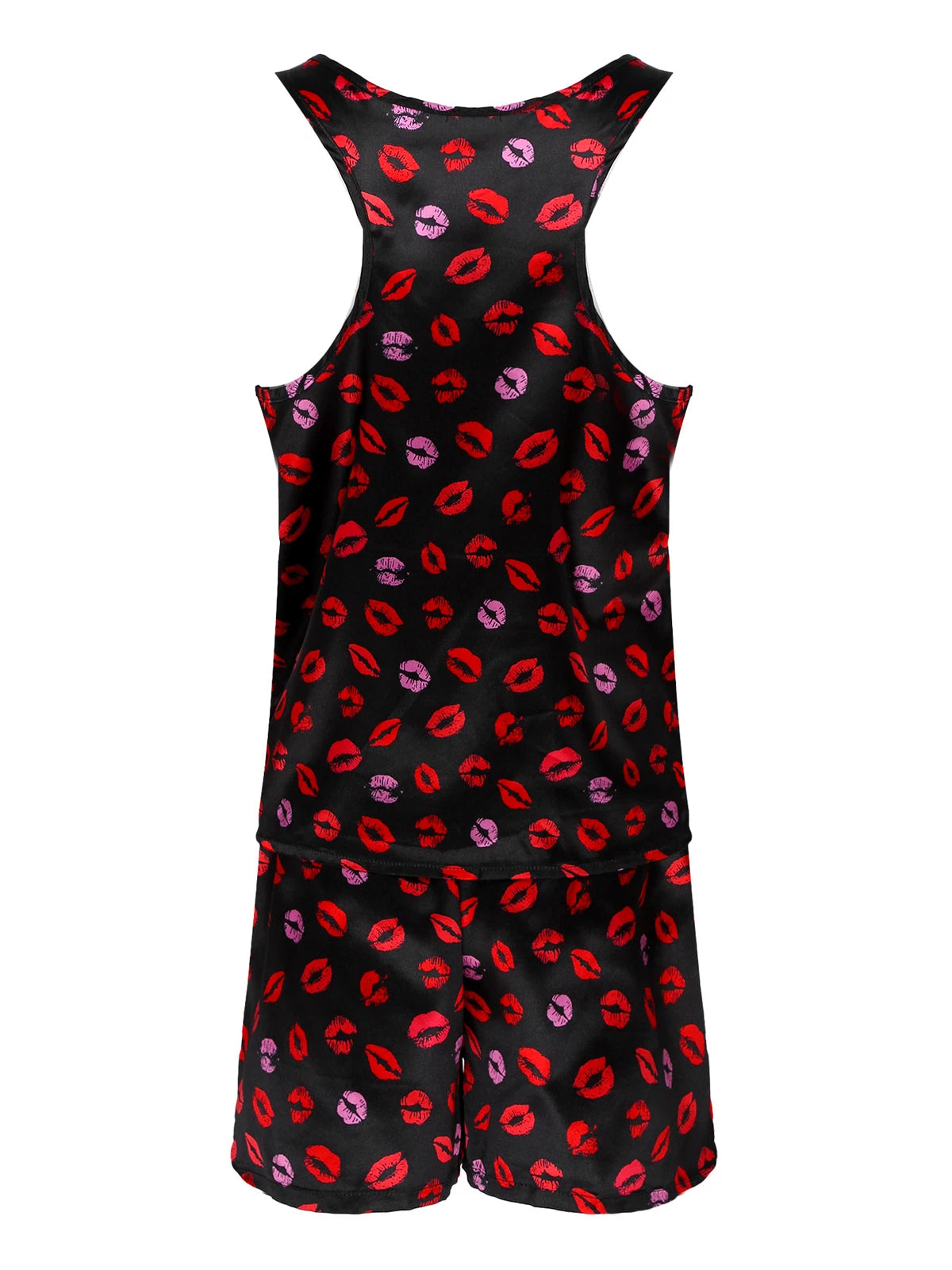 Mens Satin Pajamas Set Sleeveless Tank Top with Shorts Sleepwear Nightwear