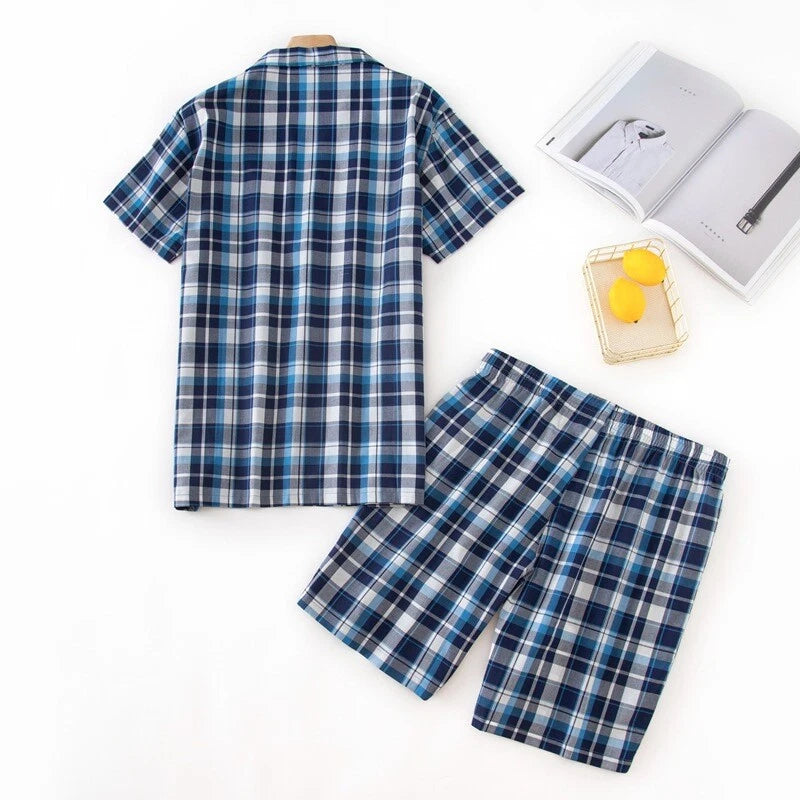 Mens Short Pyjama Set Cotton Pyjamas T Shirt Shorts Loungewear Sets Nightwear