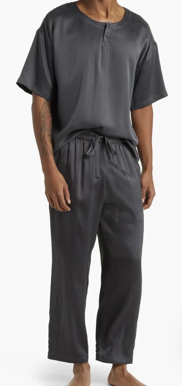 Lahgo Lunya Washable Silk Men’s Pajama Set Size XXL New Meditative Grey